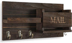 Lwenki Mail Organizer for Wall Mount – Key Holder with Shelf Includes Letter Holder and Hooks for Hallway Farmhouse Decor – R