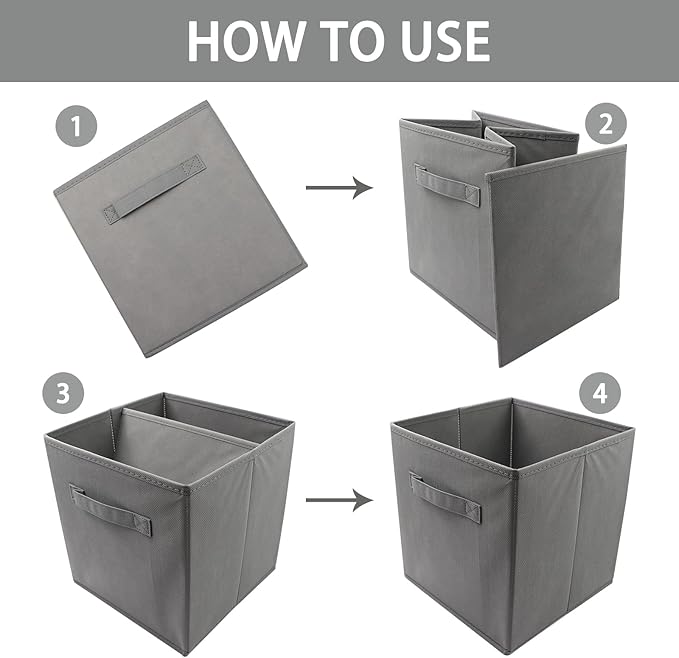 EBIGIC storage bins collapsible storage bins,cube storage organizer (Pack of 6) 9*7.5*7.5inch,For home and office Collapsible