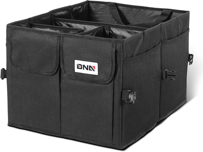 DNA Motoring Trunk Organizer for Car, 60L Large Capacity Foldable Trunk Organizer, Multi Compartment Car Trunk Organizer