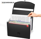 Accordion File Organizer with Handle,13 Pockets Expanding File Folder for Paper/Document/Bill,Portable Filing Box,Visible Win