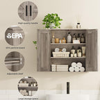 Homleke Bathroom Wall Cabinet, Over Toilet Storage Cabinet with Barn Doors and Adjustable Shelves, 3-Tier Medicine Cabinet Wa