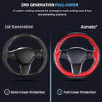 Steering Wheel Cover for Tesla Model 3 (2017-2023) / Model Y (2020-2024),Anti-Slip,Comfortable Grip, Breathable,Customized for Tesla Model 3/Y Accessories,Matte Red