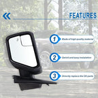 Left Driver Side Door Mirror Compatible With 2021 2022 2023 2024 2025 2026 Ford F150 With Power Glass Manual Folding Heated Matte Black Replace#ML3Z17683UA(5Pins)