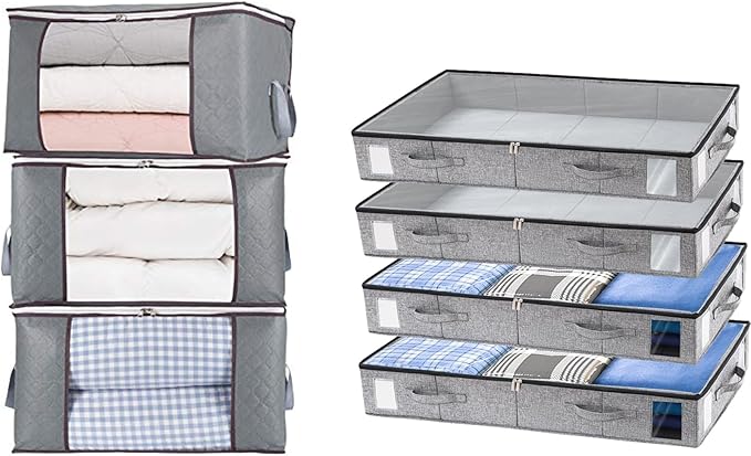 combocube Comforter Storage Bag and Under Bed Storage Containers Bundle (7-Piece Set)