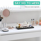 ALELION 11.7" Bathroom Vanity Tray for Counter - Black Wood Decorative Tray for Toilet Tank Makeup Perfume Jewelry Catchall C