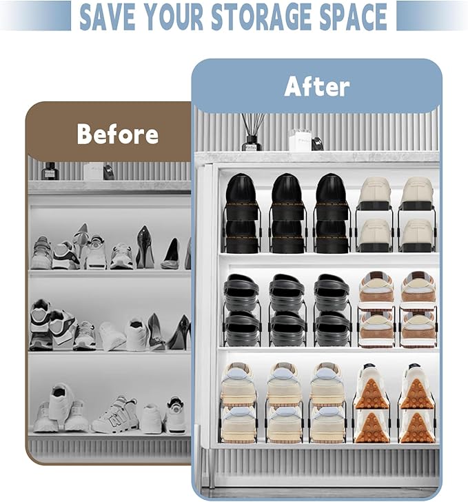 CiBiZi Shoe Slots Organizer 20Pack Metal Shoe Stackers for a Pair of Shoes Display Shelf Shoe Holder Shoe Storage Closet Orga