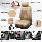 CAR PASS Nappa Leather Car Seat Covers Front Seats, Luxury Seat Protector for Cars, Waterproof Anti-Slip Seat Cushion Airbag 