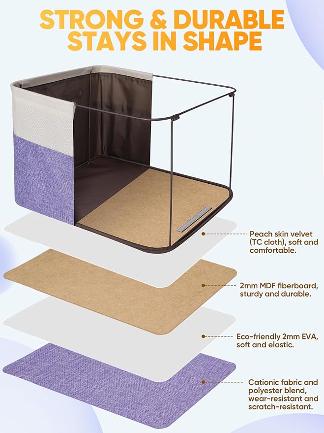 BALEINE 3 Pack Fabric Closet Storage Bins for Shelves, Linen Closet Organizers and Storage, Decorative Baskets for Organizing