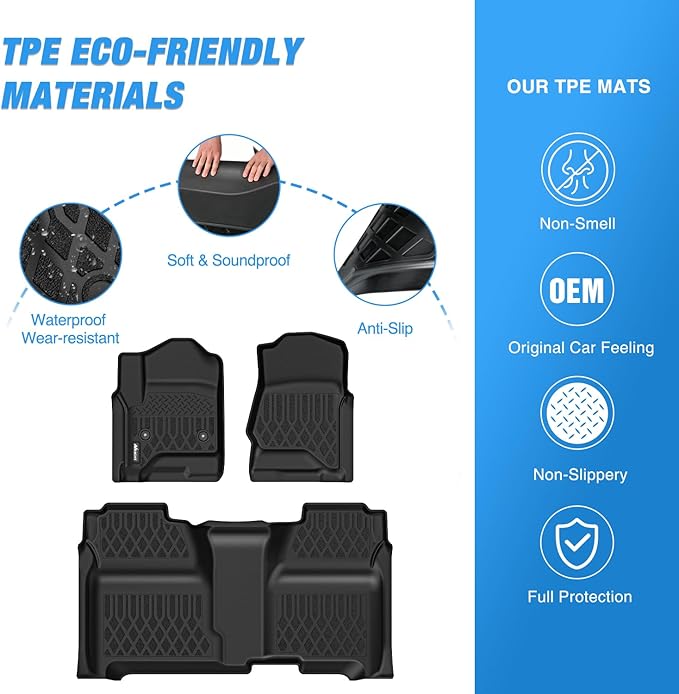 Nilight Floor Mats for Chevy Silverado GMC Sierra 1500 Crew Cab 2014-2018, Chevrolet Silverado Sierra 2500HD 3500HD 2015 2016 2017 2018 2019 All Weather Custom Fit Heavy Duty Floor Liners