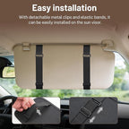 Car Visor Organizer,Premium Leather with a Hidden Zip Pocket, Sunglasses Organizer,3 Card Slots and a Stretch Mesh Pocket,Easy Installation,Compatible with Car Accessories for Vehicle, SUV, Truck