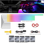 Dreamcolor Acrylic Interior Car LED Strip Light with Wireless APP, RGB 6 in 1 with 175 inches 593 LEDs Fiber Optic Strip Lights for Car, Music Sync Neon Car Ambient Neon Lighting Kits