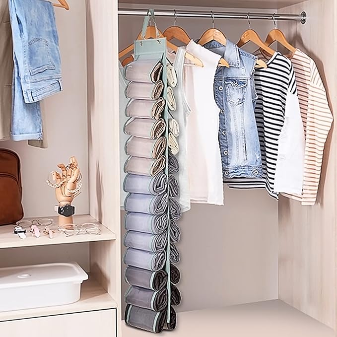 DHSFKBE Legging Organizer Storage - 2PCS T Shirt Organizer, Hanging Closet Organizers and Storage with 26 Roll Independent Co