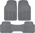 BDK Original ProLiner 3 Piece Heavy Duty Front & Rear Rubber Floor Mats for Car SUV Van & Truck, Gray - All Weather Floor Protection with Universal Fit Design