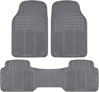 BDK Original ProLiner 3 Piece Heavy Duty Front & Rear Rubber Floor Mats for Car SUV Van & Truck, Gray - All Weather Floor Protection with Universal Fit Design