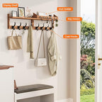 Evermagin 35" Coat Rack Wall Mount with Shelf, 4 in 1 Wall Mounted Coat and Key Hanger with 13 Hooks, Entryway Key Holder wit