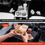 YONZEE 2-in-1 Car Steering Wheel Desk Tray & Car Seat Gap Filler Organizer – Foldable Carbon Fiber Look Table for Laptop, Eating, Writing – for Standard Round Steering Wheels