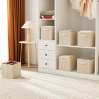 MAX Houser Fabric Cloth Storage Bins,Foldable Storage Cubes Organizer Baskets with Dual Handles for Home Bedroom Storage,Set 