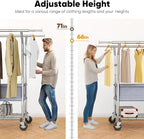 HOKEEPER Clothing Rack Heavy Duty Clothes Rack for Hanging Clothes Load 625LBS Extendable Double Rod Clothes Rack, Adjustable