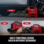 CRAFTSMAN Inflator/Vacuum/Blower 3-IN-1,Tire Inflator Portable Air Compressor with LED Light,Quiet Car Vacuum or Blower, 160 PSI for Car RV Truck,12V DC Corded and 20V DC Cordless,Tool Only