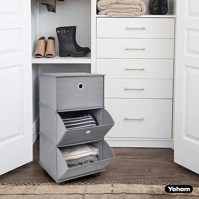 YOHOM Rolling Drawer Organizer Portable Closets Wardrobe Storage Folding Clothes Drawer Organizers for Living Room, Office, K