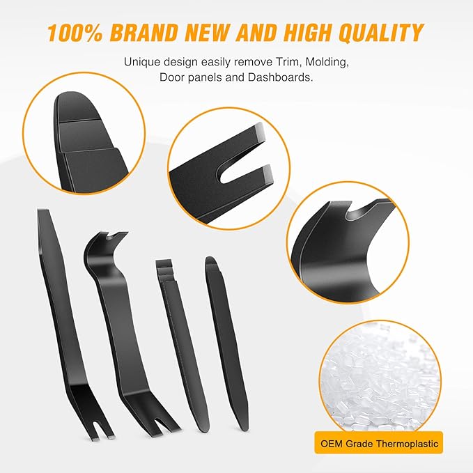GOOACC 11PCS Trim Removal Tool Kit, Metal & Nylon Pry Tools Set for Car Door Panel, Dashboard, Audio, Clips, Fastener Remover