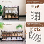 Gonfoam 3-Tier Expandable Shoe Rack,Adjustable Shoe Shelf Storage Organizer Heavy Duty Metal Free Standing Shoe Rack for Entr