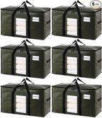 TAILI 6 Pack Green Extra Large Moving Bags, Heavy Duty Totes with Visible Window, Wrap Around Handles, Space-Saving Storage, 