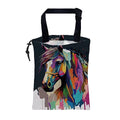 Car Garbage Bag Abstract Colorful Horse Drawstring Car Trash Bag Hanging for Back Seat with Adjustable Buckle Canvas Vehicle Trash Can Easy-to-Install