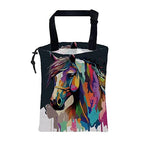 Car Garbage Bag Abstract Colorful Horse Drawstring Car Trash Bag Hanging for Back Seat with Adjustable Buckle Canvas Vehicle Trash Can Easy-to-Install
