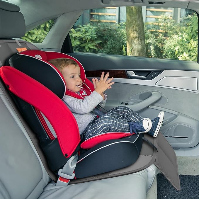 SMART ELF Car Seat Protector for Child Car Seat - Waterproof 600D Fabric Baby Seat Protectors for Non-Slip Backing Mesh Pocke