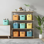 ORGIDOL 8 Pack Colorful Storage Bins with Lids Stackable Storage Container for Organizing, Storage Boxes with Handle for Shel
