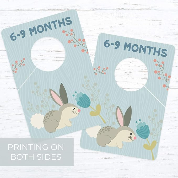 Woodland Closet Clothing Size Dividers / 4" x 6" Closet Organizers for Newborn Baby to 4T Clothes / 10 Forest Animal Baby Clo
