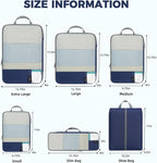 BAGAIL 6 Set Lightweight Compression Packing Cubes with Packing List, Anti-Tearing Expandable Organizer Bags for Travel, Navy