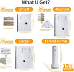 Vacuum Storage Bags for Travel, Vacuum Seal Bags for Clothing with Portable Electric Pump, Space Saver Bags in Multiple Carry