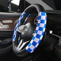 Dotesy Lattice Car Steering Wheel Cover Microfiber Leather Non-Slip Comfort Universal 15 inch Checkered Plaid Wheel Protector