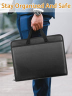 onvvippiv Important Document Organizer Folio Accordion File Organizer Fireproof Expanding File Folder Storage Box with Zipper