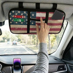 Vintage American Flag Sun Visor Storage Bag Vehicle Visor Storage Pouch Multi-Pocket Car Storage Pouch Holder Fits Most Cars,SUVs,Jeeps,Trucks