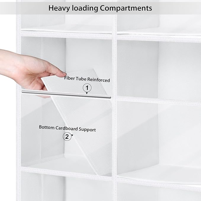 Univivi Over the Door Organizer, 6 Tiers Behind Door Storage with Clear Deep Pockets Hanging Organizer for Closet, Bedroom, N