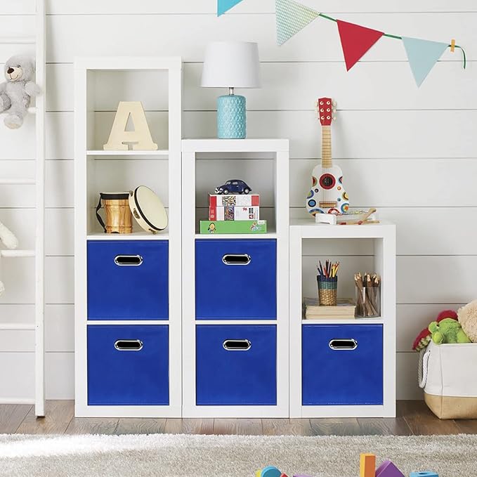 Fabric storage bins Cubes, Fabric Cube Organizer with Handle, Foldable Cube Bins for Cloth or Accessary Storage, 11x11x11, Se
