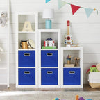 Dark Blue Fabric Storage Bins, Set of 3, 11x11x11, Foldable Cube Bins for Cloth or Accessory Storage