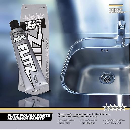 Flitz Metal Polish Paste - 5.29oz USA-Made Polish for Solid Chrome, Stainless Steel, & Aluminum - Non-Abrasive for Light Oxidation - Requires Manual Buffing - Not for Plated/Coated Surfaces (3 Pack)