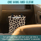 Car Trash Bag Abstract Brown Leopard Leak-Proof Car Garbage Bag with Drawstring Foldable Canvas Trash Bin with Adjustable Buckle for Car Accessories, Travelling, Camping