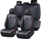 Coverado Full Set Car Seat Covers, Luxury Faux Leather Waterproof Seat Covers, 5-Seat Universal Fit, Front & Back Car Seat Pr