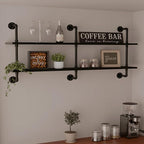 Industrial Pipe Shelf Shelving Bookcase, Wall Mounted Rustic Bookshelf, Floating Bookshelves for Wall,Retro Wood Metal Pipe I