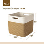 AELS Hand Woven Cotton Baskets for Storage, Cube Storage Bins with Handles, Foldable Collapsible Closet Organizers and Storag