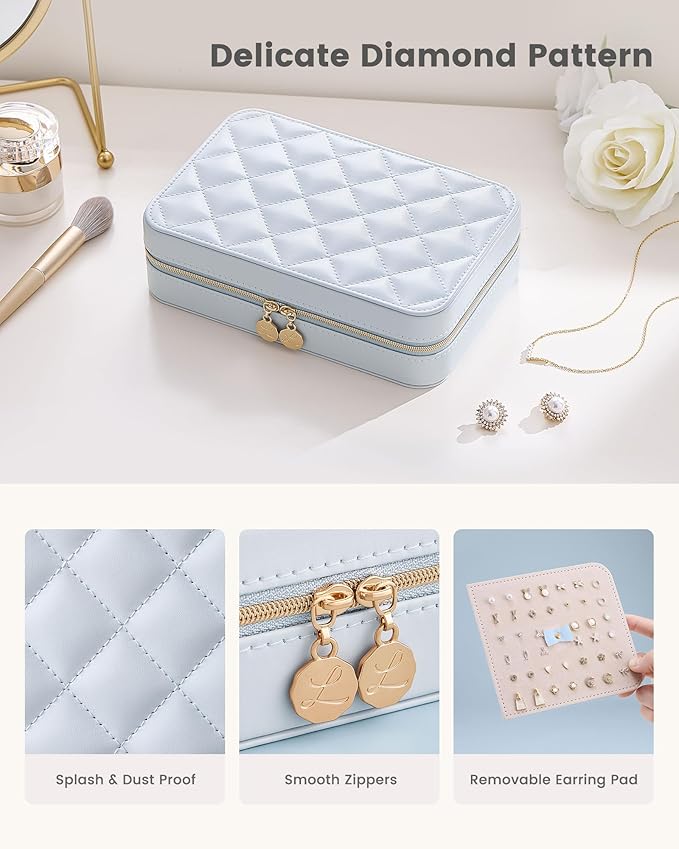 Lolalet Travel Jewelry Case for Women Girls, Travel Jewelry Organizer with Clear Storage Bag Small Portable Jewelry Box for N