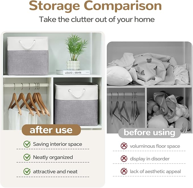 13 x 13 Inch Cube Storage Bins, 6 Pack Fabric Storage Basket with Handles, Foldable Boxes Organizer for Shelf Baskets for Hom