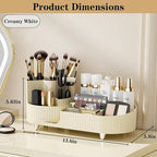 Rotating Makeup Organizer for Vanity with Brush Holder, Cosmetic Makeup Storage Organizer, Large Spinning Makeup Skincare Org