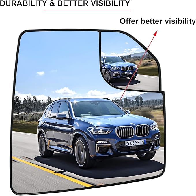 Ford F150 Right Side Heated Blind Spot Mirror - Convex Glass with Rear Holder FL3Z17K707A