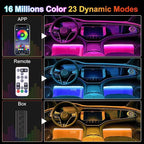 Interior Car Lights, Led Lights for Car Accessories, Christmas Stocking Stuffers for Men Women Teen Girls, RGB Car Interior LED Lights with App Remote, 2 Lines Design LED Lights for Cars with Charger